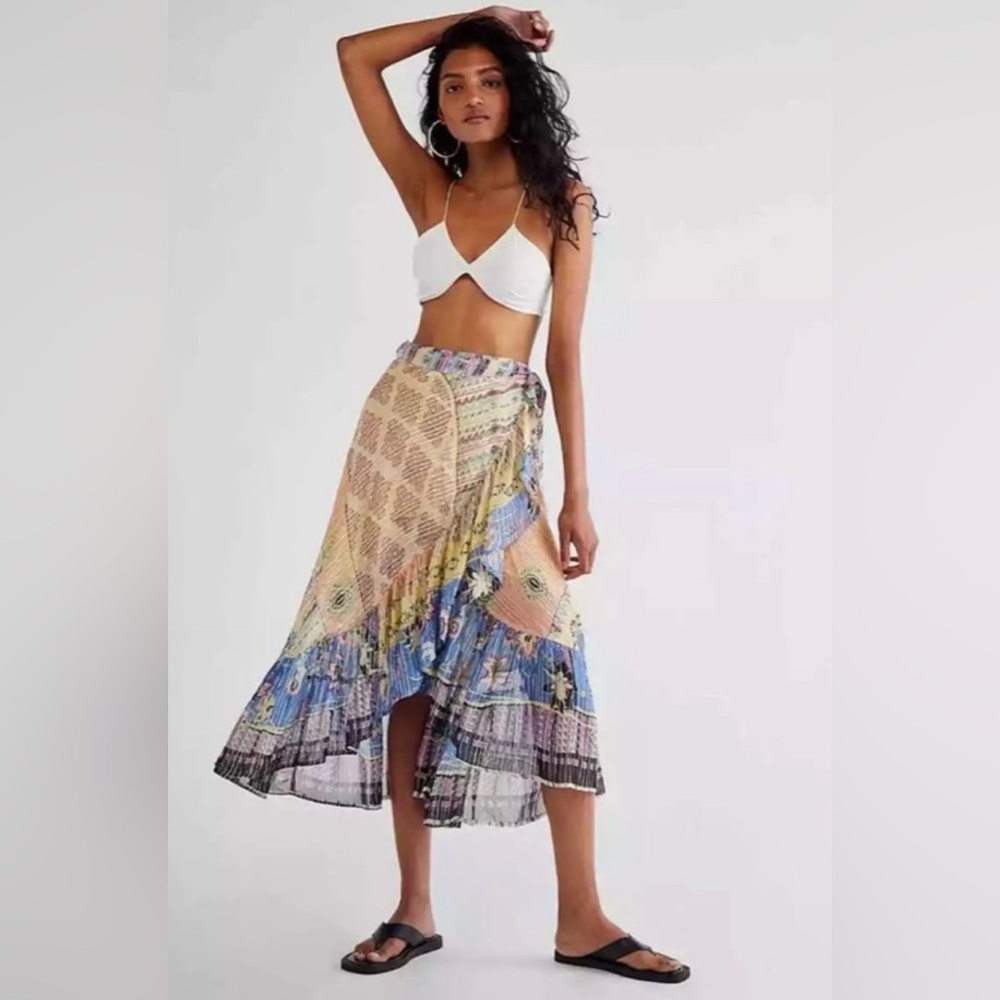 Raga/Free People Color My World Wrap Boho Skirt Size Medium